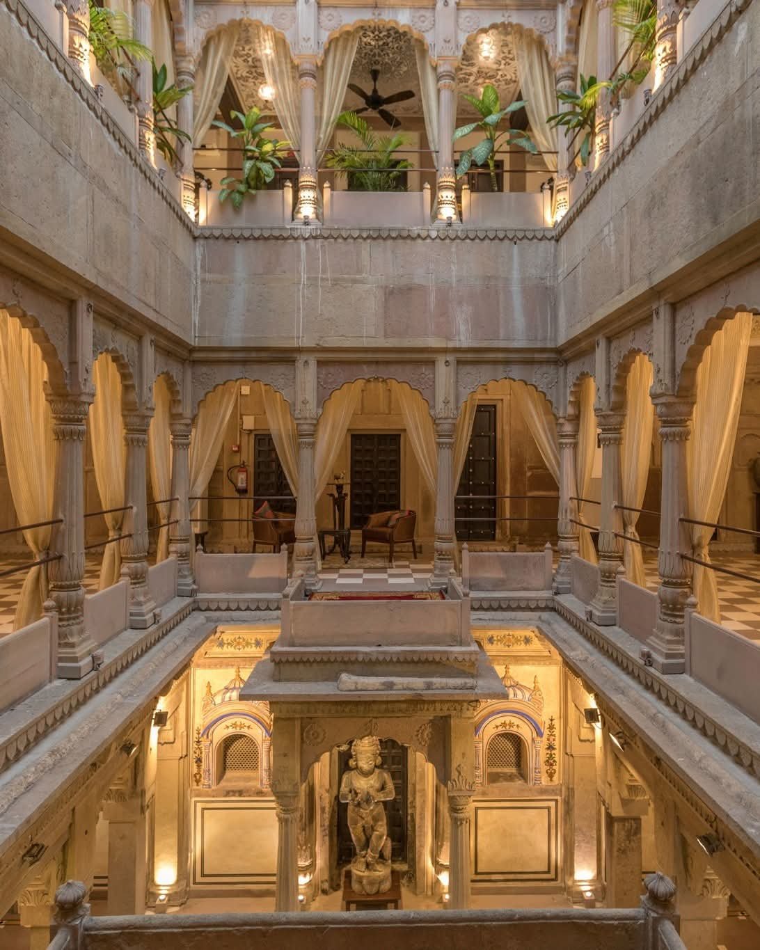 BrijRama Palace Carved Sandstone Courtyard Atrium